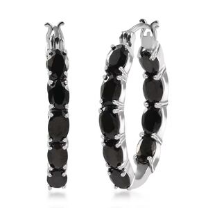 Elite Shungite Hoop Earrings In 925 Sterling Silver